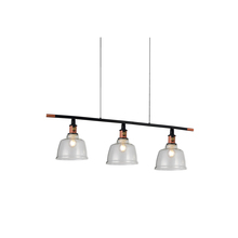 CWI Lighting 9649P47-3-Clear - Tower Bell 3 Light Pool Table Light With Black & Copper Finish
