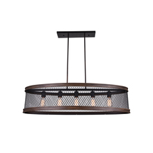 CWI Lighting 9964P43-5-101 - Torres 5 Light Drum Shade Island Light With Black Finish