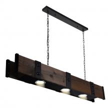 CWI Lighting 9748P42-3-101 - Pago 3 Light 42in Black & Wood Drum Shade Island Light